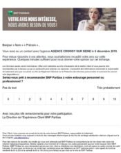 e-mailing - Enquêtes Clients - NPS / Avis clients - BNP - 12/2019