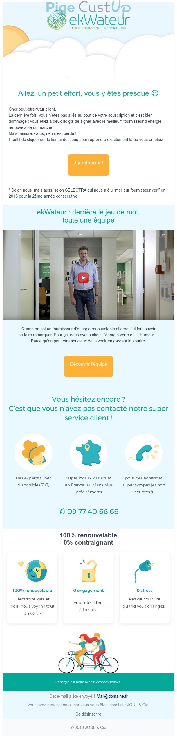 Exemple de Type de media  e-mailing - Ekwateur - Marketing Acquisition - Panier abandonné