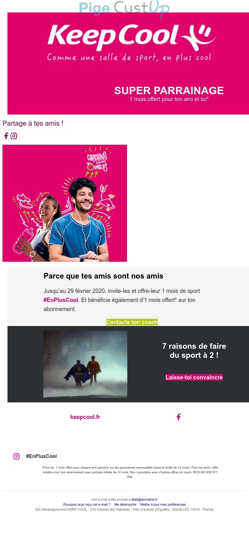 Exemple de Type de media  e-mailing - Keep Cool - Marketing Acquisition - Parrainage