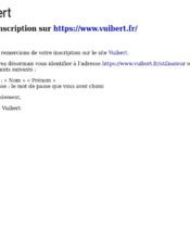 e-mailing - Transactionnels - Confirmation Ouverture de compte - Vuibert - 02/2020