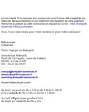 e-mailing - Transactionnels - Confirmation de commande - Association Kokopelli - 02/2020