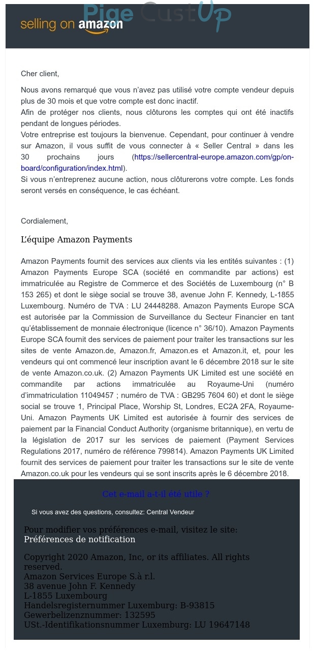 Exemple de Type de media  e-mailing - Amazon - Marketing Acquisition - Relance inactifs