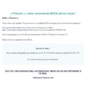 e-mailing - Transactionnels - Suivi de commande Expédition / Livraison - Baya - 03/2020