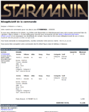 e-mailing - Transactionnels - Confirmation de commande - Billetterie Starmania - 03/2020