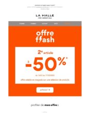 e-mailing - Marketing fidélisation - Incitation au réachat - Marketing Acquisition - Ventes flash, soldes, demarque, promo, réduction - La Halle - 03/2020