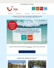 e-mailing - Marketing marque - Communication Produits - Nouveaux produits - Communication Services - Nouveaux Services - Marketing fidélisation - Incitation au réachat - Marketing Acquisition - Ventes flash, soldes, demarque, promo, réduction - TUI - 03/2020