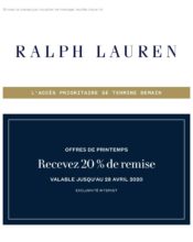 e-mailing - Marketing Acquisition - Derniers jours - Ventes flash, soldes, demarque, promo, réduction - Marketing fidélisation - Incitation au réachat - Ralph Lauren - 04/2020