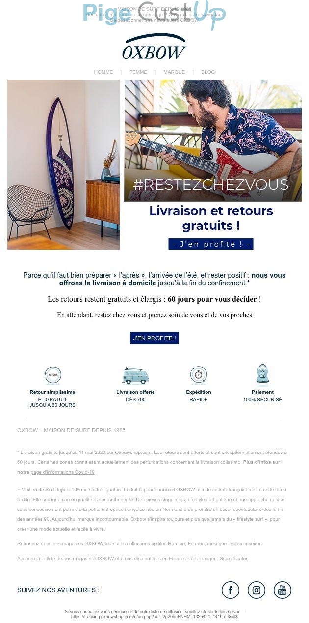 Exemple de Type de media  e-mailing - Oxbow - Marketing fidélisation - Incitation au réachat