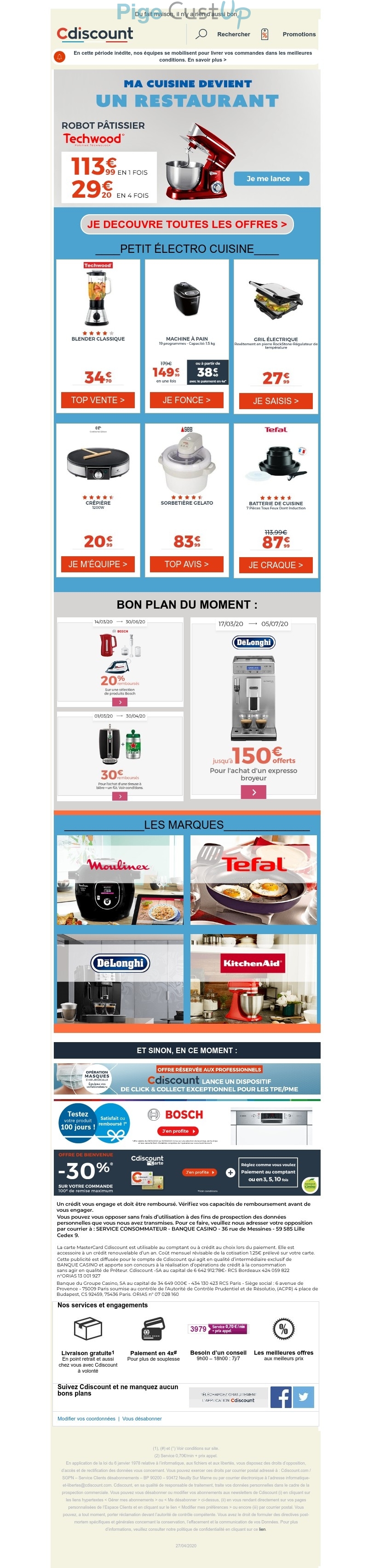 Exemple de Type de media  e-mailing - Cdiscount - Marketing marque - Communication Produits - Nouveaux produits - Communication Services - Nouveaux Services - Marketing Acquisition - Ventes flash, soldes, demarque, promo, réduction