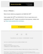 e-mailing - Marketing relationnel - Bienvenue - Welcome - Western Union - 04/2020