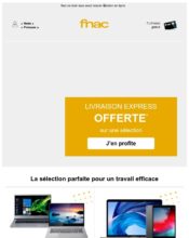 e-mailing - Marketing marque - Communication Produits - Nouveaux produits - Communication Services - Nouveaux Services - Marketing fidélisation - Incitation au réachat - Marketing Acquisition - Ventes flash, soldes, demarque, promo, réduction - Fnac - 04/2020