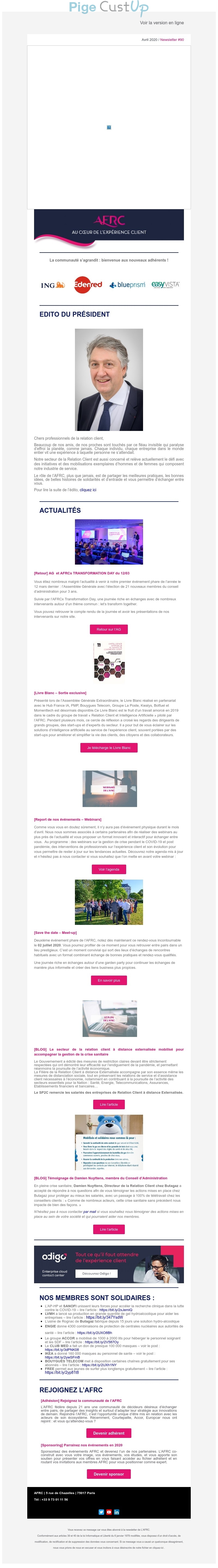 Exemple de Type de media  e-mailing - AFRC - Marketing relationnel - Evénement - Newsletter - Marketing Acquisition - Parrainage