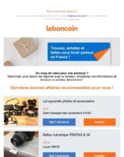 e-mailing - Marketing Acquisition - Acquisition sans promotion - Marketing relationnel - Alerting - Marketing marque - Communication Produits - Nouveaux produits - Marketing fidélisation - Incitation au réachat - Leboncoin - 02/2020