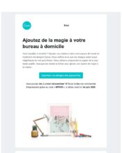 e-mailing - Marketing marque - Communication Produits - Nouveaux produits - Communication Services - Nouveaux Services - Marketing Acquisition - Ventes flash, soldes, demarque, promo, réduction - Canva - 04/2020