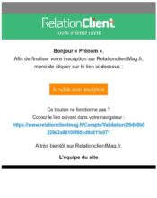 e-mailing - Transactionnels - Finalisation ouverture de compte/inscription - Relation Client Mag - 04/2020