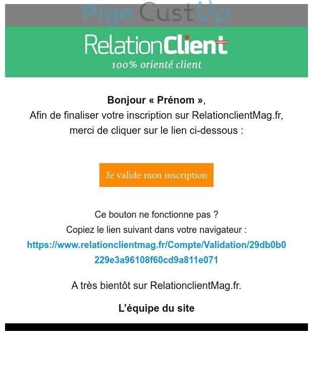 Exemple de Type de media  e-mailing - Relation Client Mag - Transactionnels - Finalisation ouverture de compte/inscription