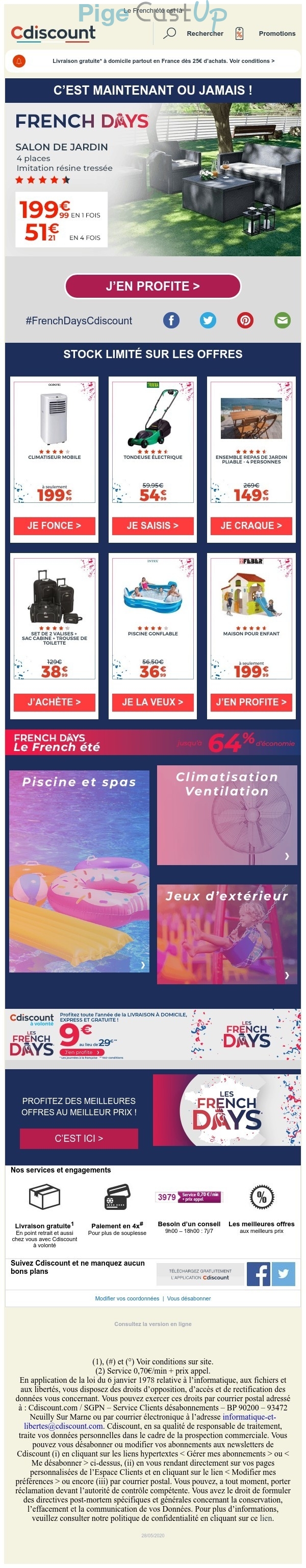 Exemple de Type de media  e-mailing - Cdiscount - Marketing marque - Communication Produits - Nouveaux produits - Marketing fidélisation - Incitation au réachat - Marketing Acquisition - Ventes flash, soldes, demarque, promo, réduction