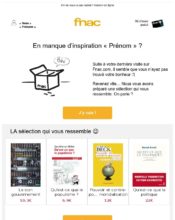 e-mailing - Marketing marque - Communication Produits - Nouveaux produits - Marketing fidélisation - Incitation au réachat - Marketing relationnel - Relance visiteurs site - Fnac - 05/2020