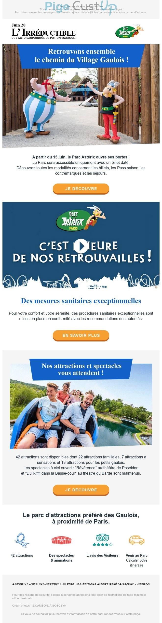 Exemple de Type de media  e-mailing - Parc Astérix - Marketing relationnel - Newsletter