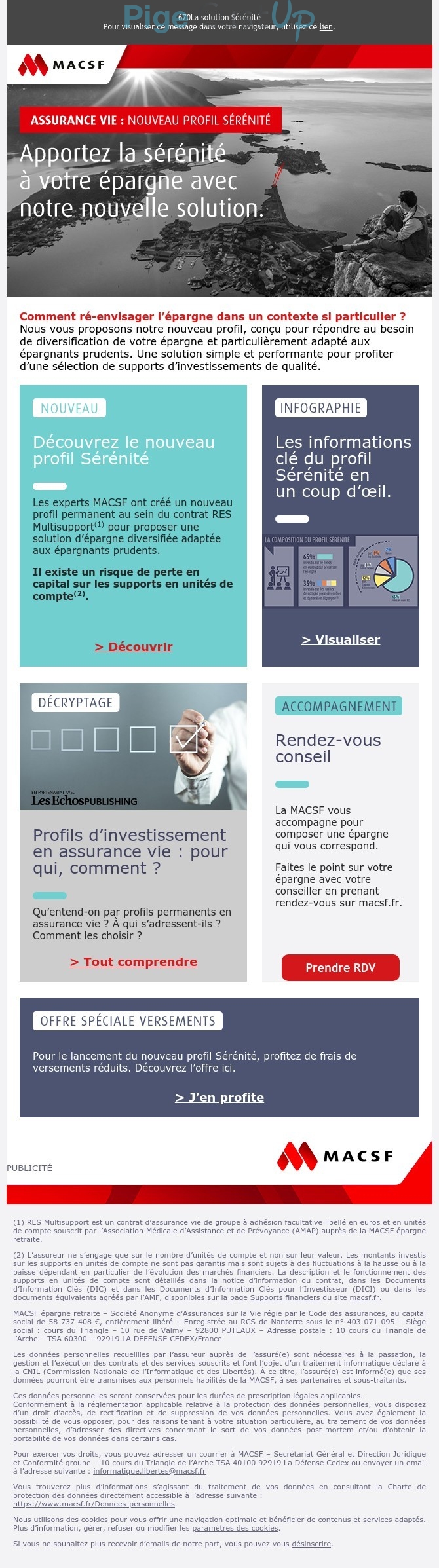 Exemple de Type de media  e-mailing - MACSF - Marketing relationnel - Newsletter