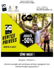 e-mailing - Marketing fidélisation - Animation / Vie du Programme de Fidélité - Incitation au réachat - Points et statut - Marketing marque - Communication Produits - Nouveaux produits - Marketing Acquisition - Gratuit - Cadeau - Ventes flash, soldes, demarque, promo, réduction - Go Sport - 06/2020