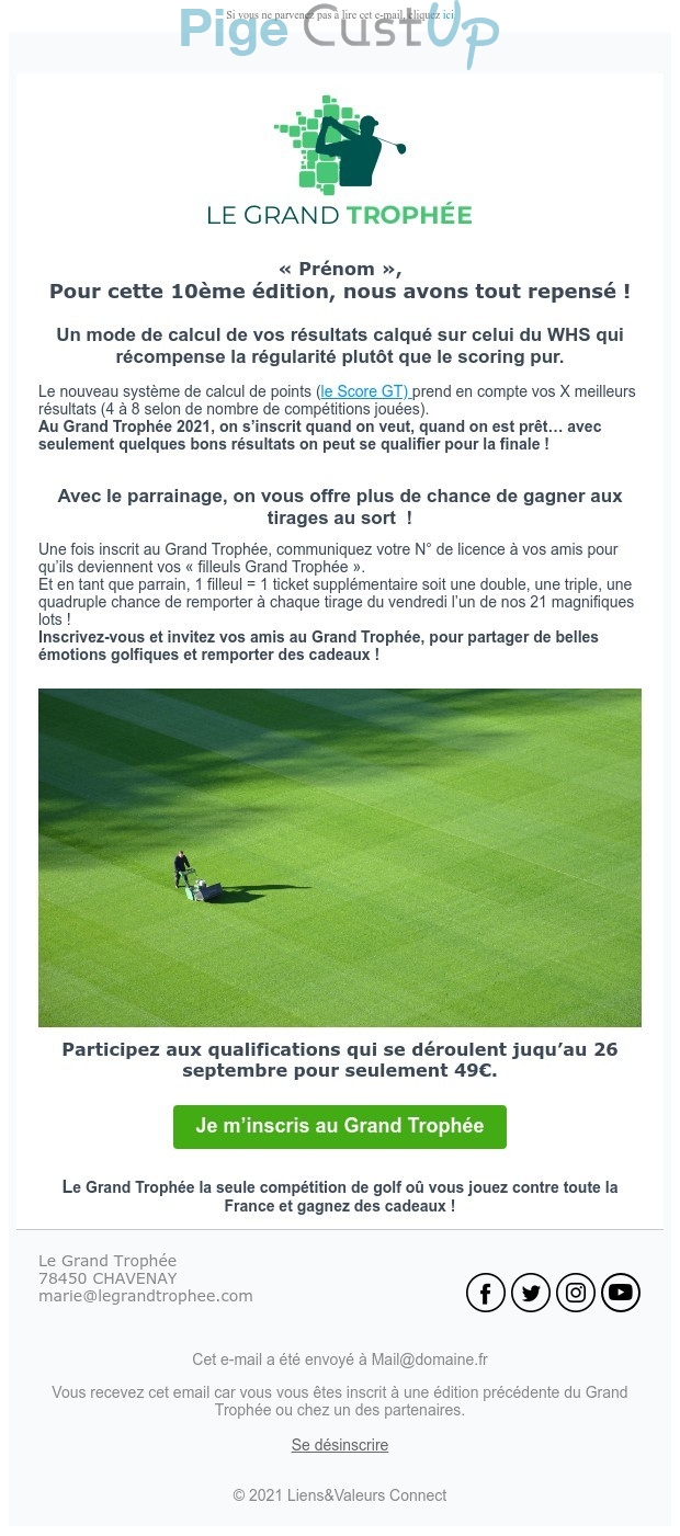 Exemple de Type de media  e-mailing - Le Grand Trophée - Marketing Acquisition - Parrainage