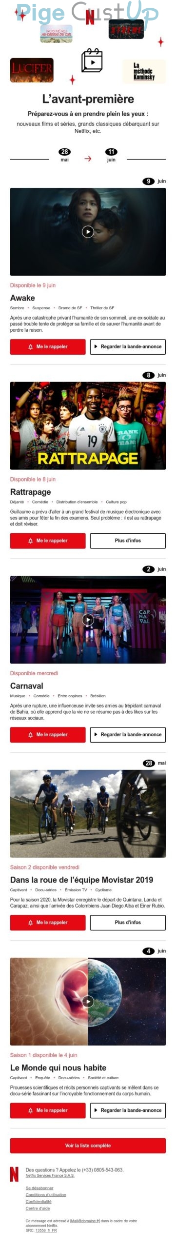 Exemple de Type de media  e-mailing - Netflix - Marketing relationnel - Newsletter