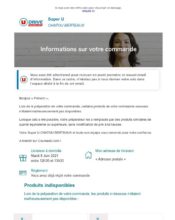 e-mailing - Transactionnels - Commande : articles manquants - Super U - 06/2021