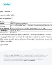 e-mailing - Transactionnels - Confirmation de paiement - Vinted - 07/2021