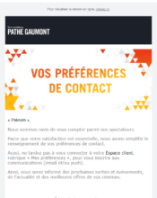 e-mailing - Marketing relationnel - Données clients / RGPD - Pathe Gaumont - 08/2021