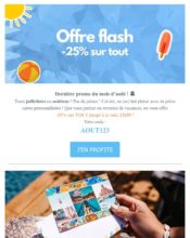 e-mailing - Marketing Acquisition - Derniers jours - Ventes flash, soldes, demarque, promo, réduction - Marketing fidélisation - Incitation au réachat - Fizzer - 08/2021