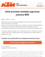 e-mailing - Marketing relationnel - Alerting - Marketing fidélisation - Incitation au réachat - KTM - 09/2021