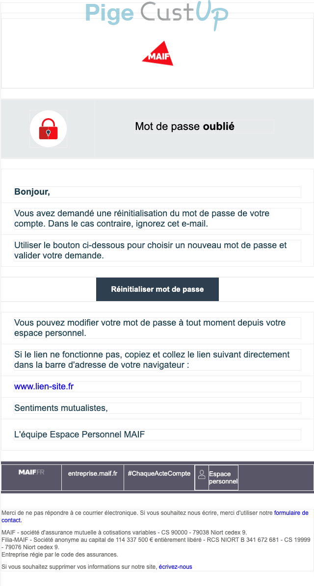 Exemple de Type de media  e-mailing - Maif - Transactionnels - Changement de mot de passe / d'identifiant