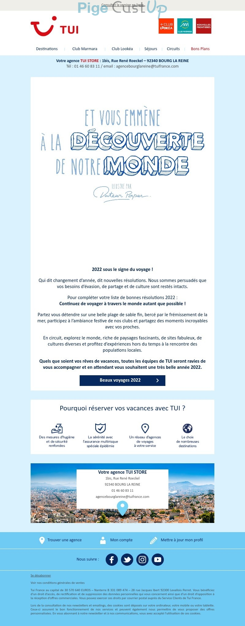 Exemple de Type de media  e-mailing - TUI - Marketing relationnel - Newsletter