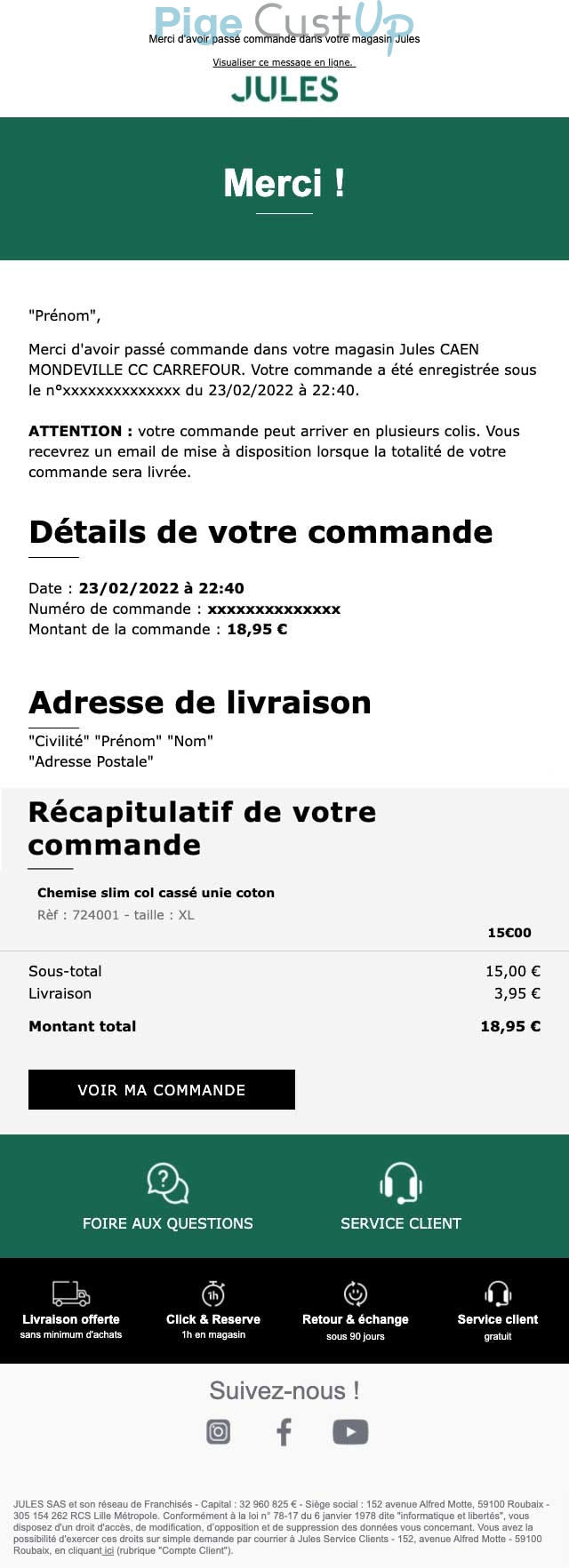 Exemple de Type de media  e-mailing - Jules - Transactionnels - Confirmation de commande