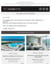 e-mailing - Marketing Acquisition - Ventes flash, soldes, demarque, promo, réduction - Marketing relationnel - Newsletter - Voyage privé - 03/2022