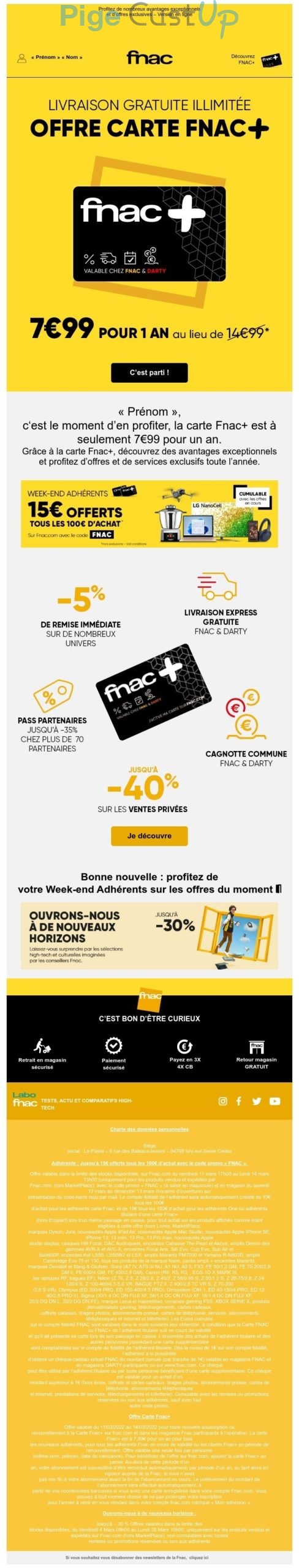 Exemple de Type de media  e-mailing - Fnac - Marketing Acquisition - Acquisition abonnements