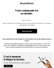 e-mailing - Transactionnels - Suivi de commande Expédition / Livraison - Back Market - 04/2022