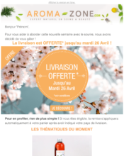 e-mailing - Marketing Acquisition - Ventes flash, soldes, demarque, promo, réduction - Marketing relationnel - Newsletter - Aroma-Zone - 04/2022