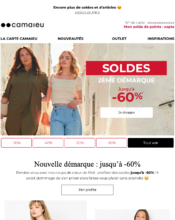 e-mailing - Marketing Acquisition - Ventes flash, soldes, demarque, promo, réduction - Camaïeu - 06/2022