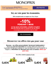 e-mailing - Marketing Acquisition - Ventes flash, soldes, demarque, promo, réduction - Monoprix - 06/2022