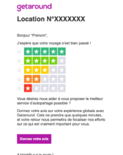 e-mailing - Enquêtes Clients - NPS / Avis clients - Getaround - 08/2022