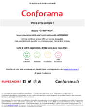 e-mailing - Enquêtes Clients - NPS / Avis clients - Conforama - 09/2022