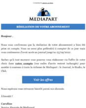 e-mailing - Transactionnels - Annulation - Mediapart - 09/2022