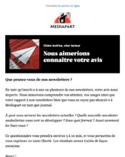 e-mailing - Enquêtes Clients - NPS / Avis clients - Marketing relationnel - Newsletter - Mediapart - 10/2022