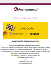 e-mailing - Marketing fidélisation - Testeurs / Ambassadeurs - Pachamamaï - 10/2022