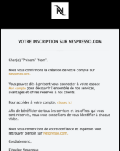 e-mailing - Transactionnels - Confirmation Création de Compte - Nespresso - 10/2022