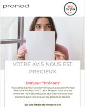 e-mailing - Enquêtes Clients - NPS / Avis clients - Promod - 11/2022