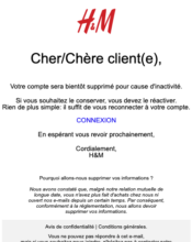 e-mailing - Marketing relationnel - Alerting - Transactionnels - Annulation - Marketing Acquisition - Relance inactifs - H&M - 11/2022