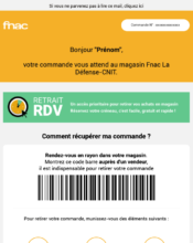 e-mailing - Transactionnels - Retrait commande - Fnac - 12/2022